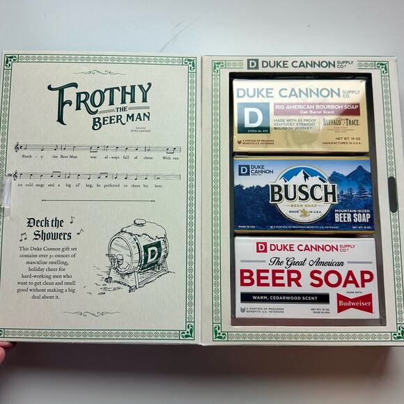 Duke Cannon New In Box Frothy The Beer Man Gift Set 3 Bars Beer Soaps Men's - Picture 4 of 8
